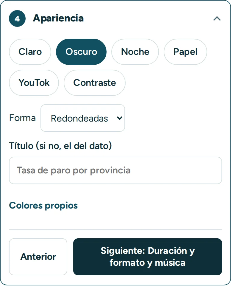Paso 4: estilos, título y colores propios